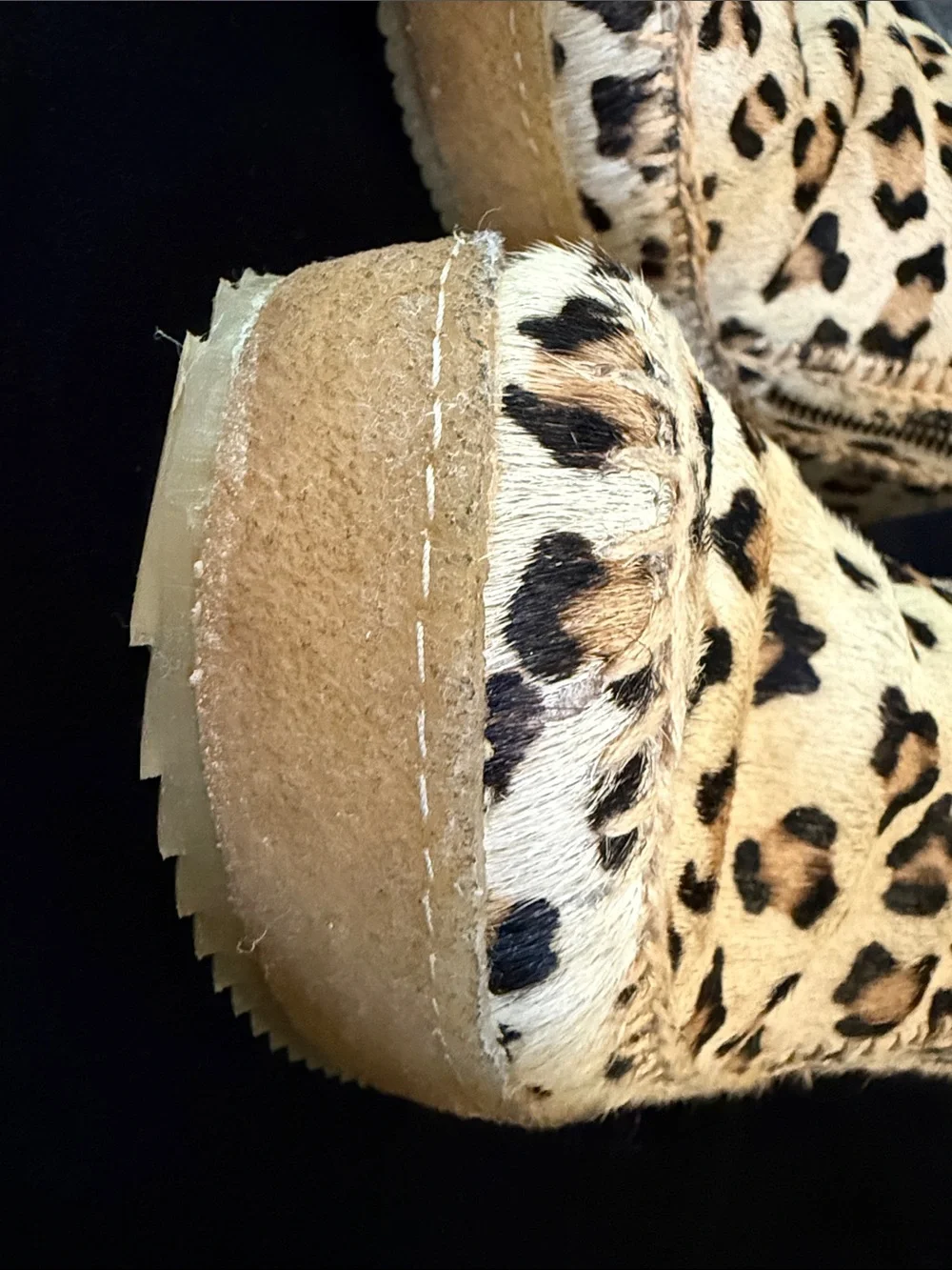 Leopard Print Faux Fur Ankle Boots - Beige/Black